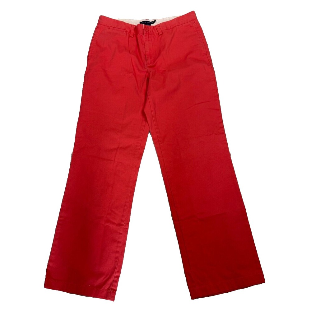Ralph Lauren Womens Classic Chino Pants Coral Red Straight Leg Size 8 32x30